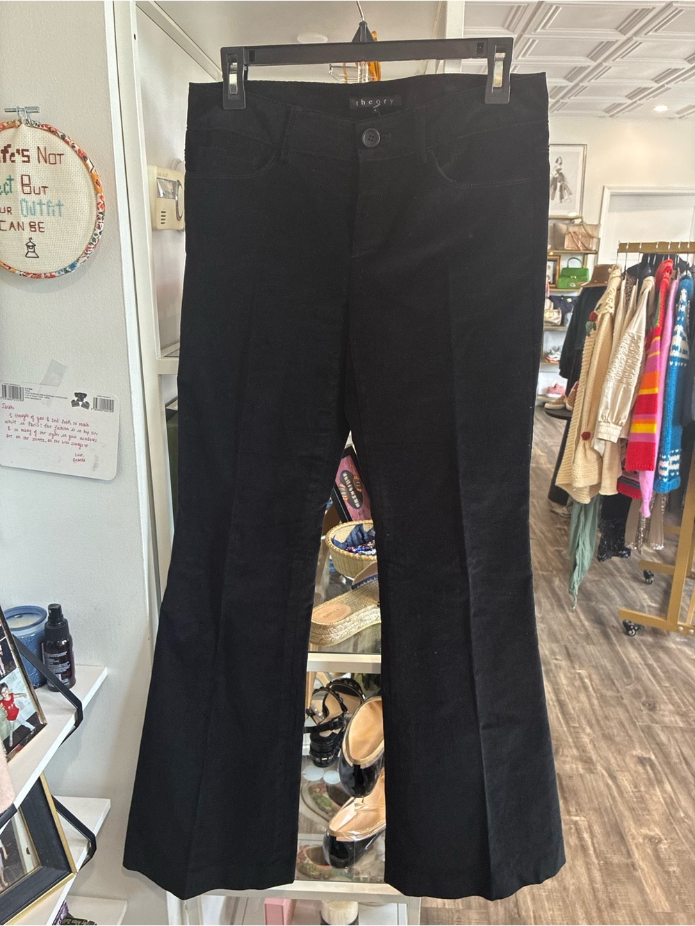 Theory Black Flared velvet Pants